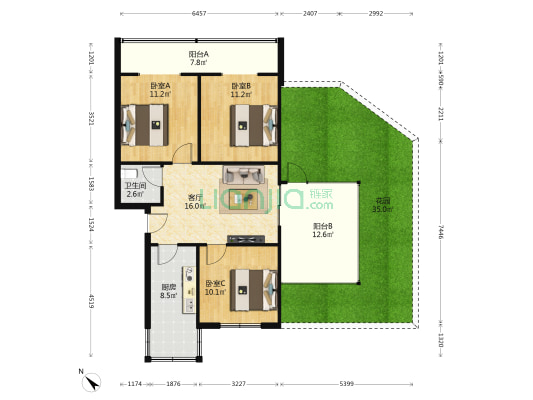 肖家河中街 3室1厅1卫 70平方