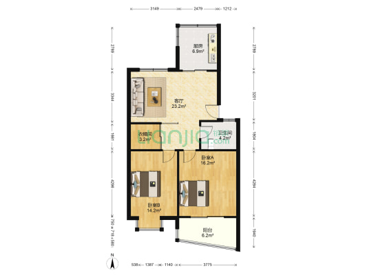 世袭雅园 2室1厅1卫 83平方