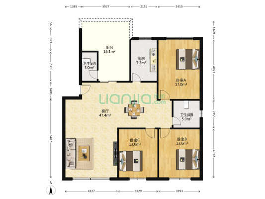 南坛路二段32号 3室1厅2卫 122平方