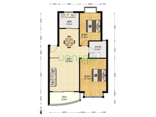 常发香城名园 2室1厅1卫 89平方