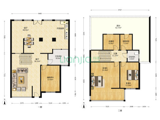 半壁店 2室2厅2卫 257平方