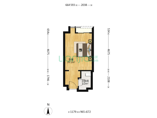 银钻广场 1室0厅1卫 36平方