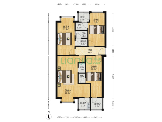 鸿运楼 4室0厅4卫 82平方