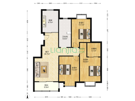石羊新寓 3室1厅1卫 132平方