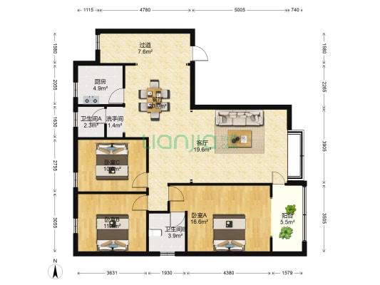 仕府小区 3室2厅3卫 132平方