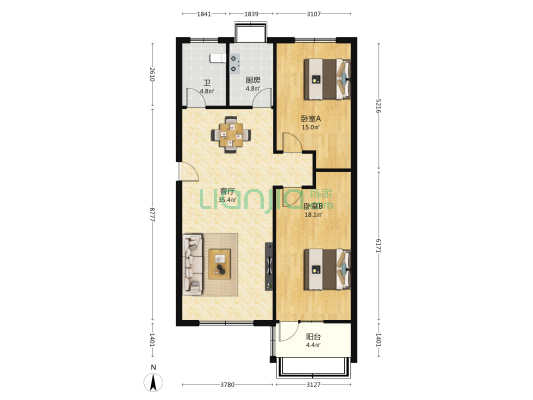 金竹街7号 2室1厅1卫 99平方