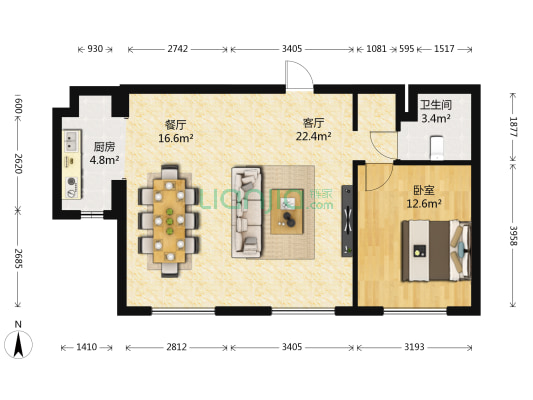 华润悦府 1室2厅1卫 98平方