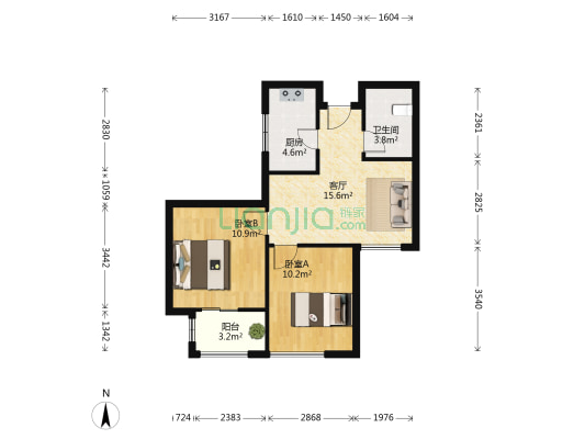 海怡新城锦华苑(李沧) 2室1厅1卫 73平方