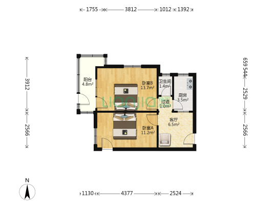 桐淮小区 2室1厅1卫 49平方