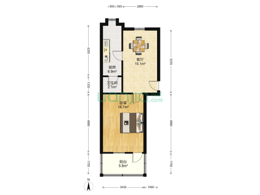 老禾家塘岸63号 1室1厅1卫 53平方