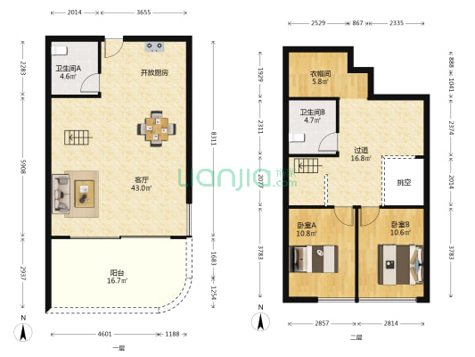 中南未来里 2室1厅2卫 69平方