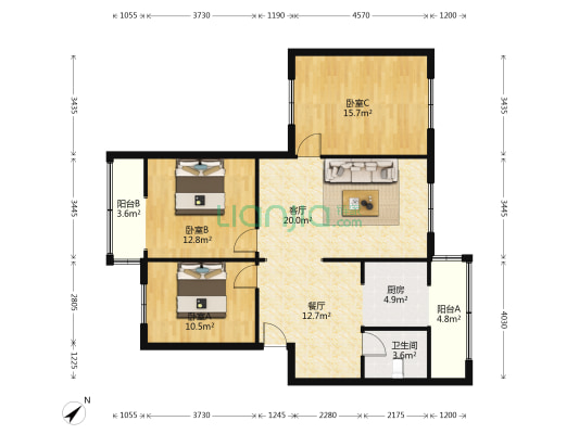 望丛中路121号附1号 3室2厅1卫 103平方
