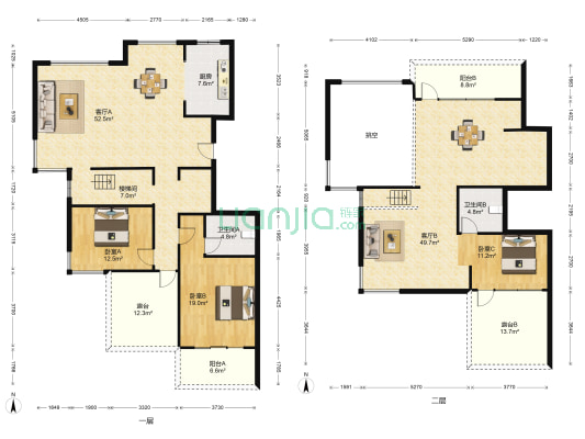 聆江景园 3室2厅2卫 220平方