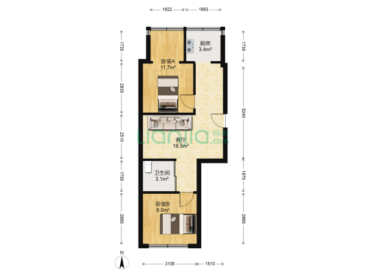 49街区 2室1厅1卫 57平方