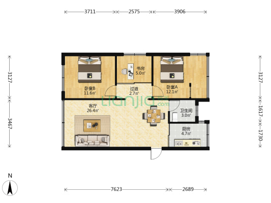桃园路41号 3室1厅1卫 79平方