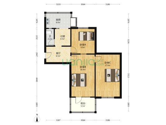 和平西路441号宿舍 3室1厅1卫 76平方