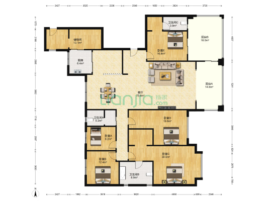 爱丁堡五号院 5室1厅3卫 288平方