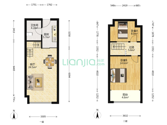 阿尔法公馆 2室1厅1卫 50平方
