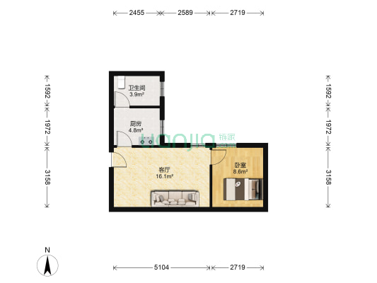 嘉华楼 1室1厅1卫 43平方