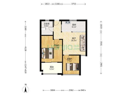 硕放香梅哥伦布广场 2室1厅1卫 74平方
