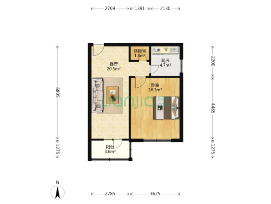 前进路10号院 1室1厅0卫 53平方