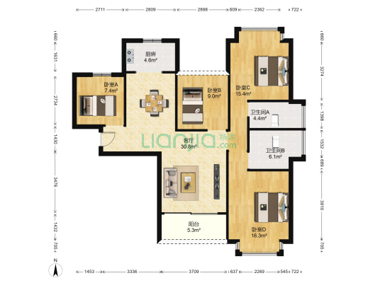 御水湾 4室1厅2卫 123平方