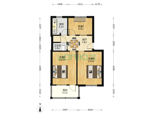 南钢三村小区 3室1厅1卫 63平方