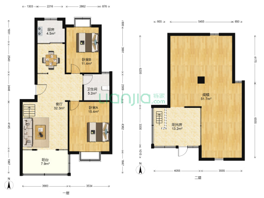 银河星城北区 2室1厅1卫 98平方
