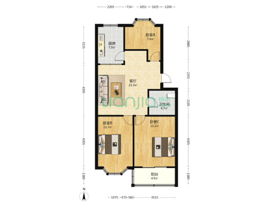 福东花园西区 3室1厅1卫 92平方