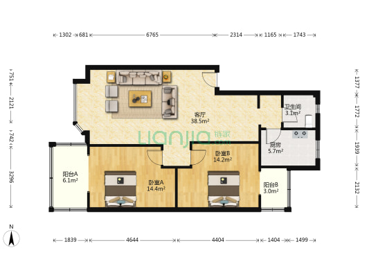 东泰苑 2室1厅1卫 92平方