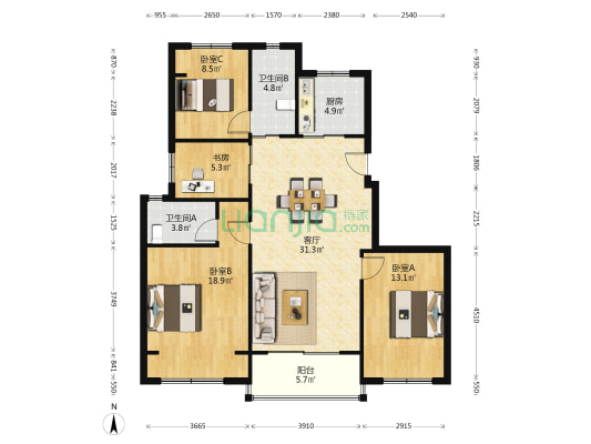 阳光城·文澜府 4室1厅2卫 125平方