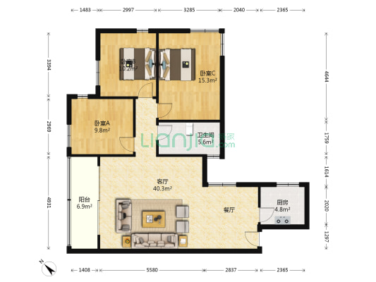 永平楼 3室1厅1卫 103平方
