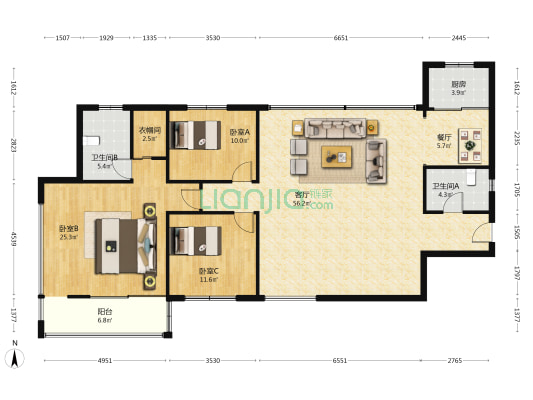 金河大厦 3室2厅2卫 183平方