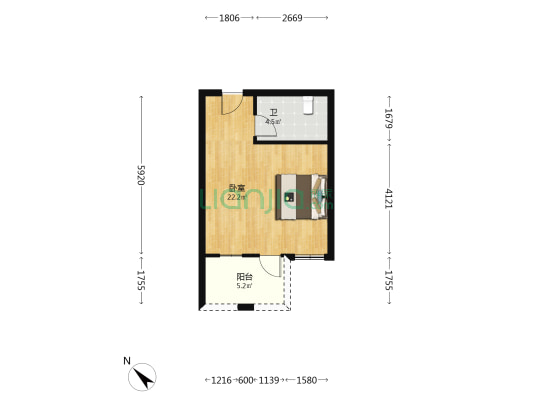 都市领峰 1室0厅1卫 42平方
