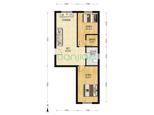 鑫兴家园 2室1厅1卫 72平方