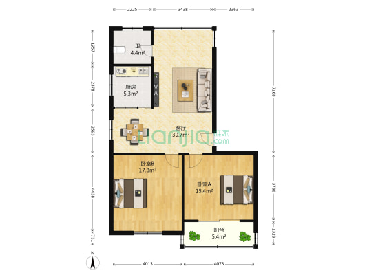 武夷路13号 2室1厅1卫 100平方