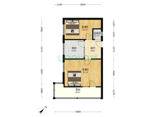 乐余里 2室1厅1卫 55平方