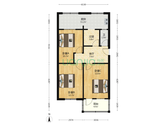 经三路12号 3室1厅1卫 81平方
