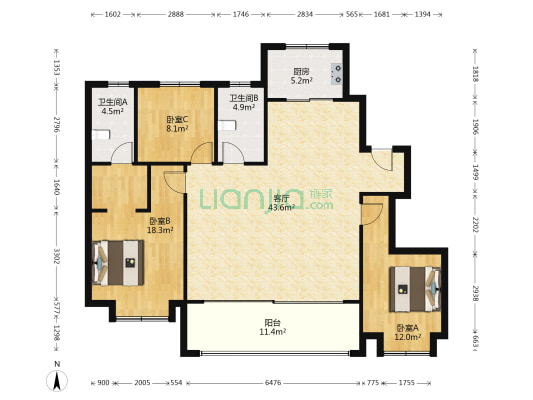 绿城招商诚园 3室1厅2卫 343平方