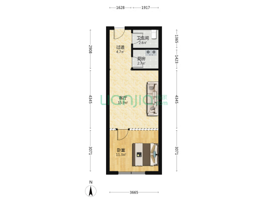 云时代广场 1室1厅1卫 55平方