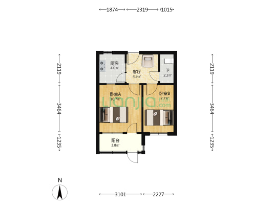 城隍庙社区 2室1厅1卫 43平方