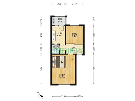 双桥路南一街 2室0厅1卫 45平方