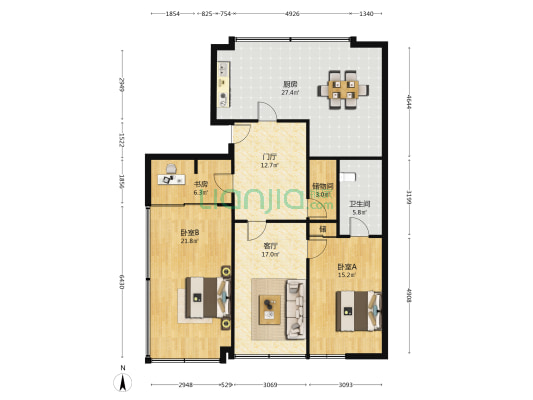 天发科技园 3室1厅1卫 152平方