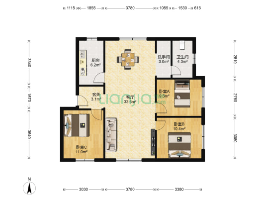 水电七局一分局南星小区 3室1厅2卫 99平方