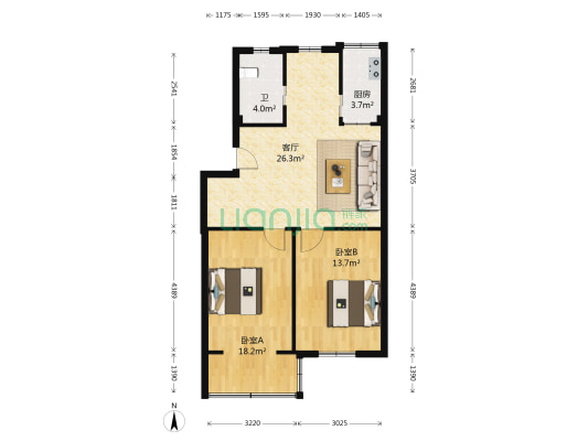 白云庄社区 2室1厅1卫 75平方