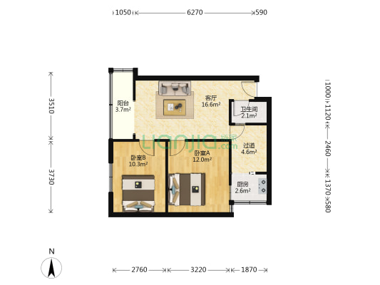 石坪桥后街 2室1厅1卫 61平方
