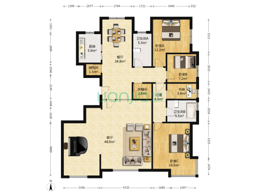 银滩雅苑 4室2厅2卫 182平方