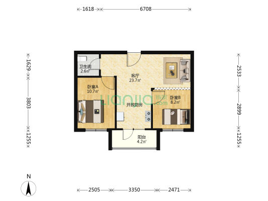 华宸佳园 2室1厅1卫 77平方