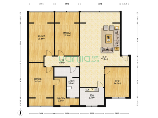 吴家坝中街46号 1室1厅1卫 165平方