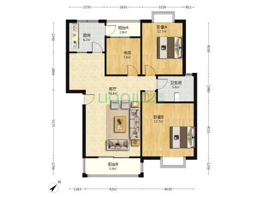 外北街169号 3室1厅1卫 105平方